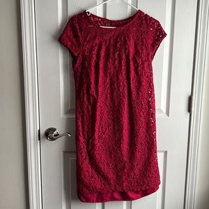 Red Wine lace colored Loft Dress. Excellent condition.